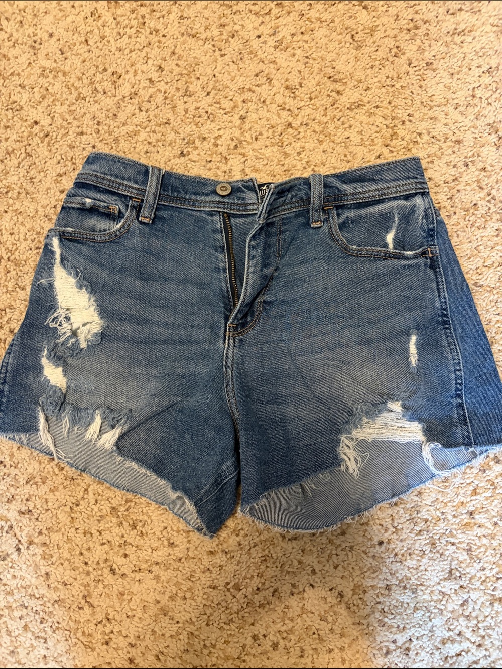 Hollister Distressed Denim Jean Shorts - Blue